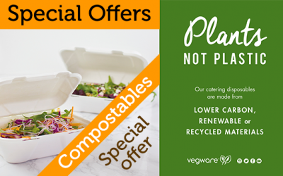 Our compostable hinged takeaway boxes are made from Bagasse, recycled sugarcane
